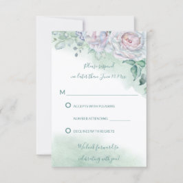 Tarjeta de respuesta de boda de rosa delicada acua