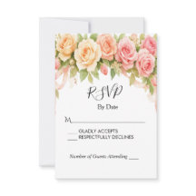 Tarjeta de respuesta de boda de rosa floral vintag