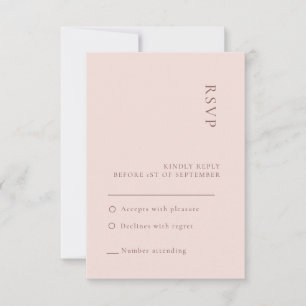 Tarjeta de respuesta de boda de rosa neutral minim