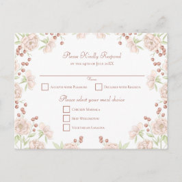 Tarjeta de respuesta de boda de rosa rosa rubor