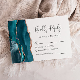 Tarjeta de respuesta de boda de rosa verde Ágata