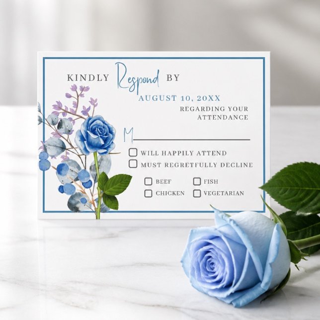 Tarjeta de respuesta de boda de Rosas Azules (Subido por el creador)