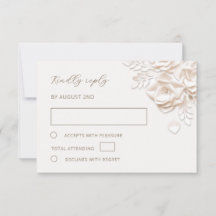 Tarjeta de respuesta de boda de rosas recortadas e