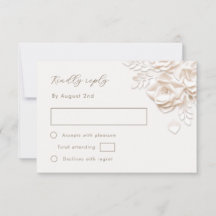 Tarjeta de respuesta de boda de rosas recortadas e