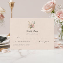Tarjeta de Respuesta de Boda de Rosas Rosadas Eleg