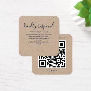 Tarjeta de respuesta de boda de RSVP con código QR