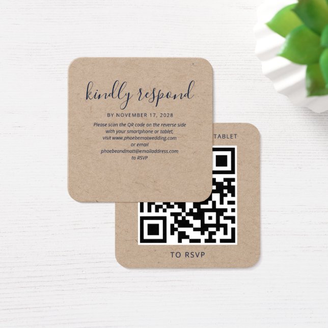 Tarjeta de respuesta de boda de RSVP con código QR (Escritorio)