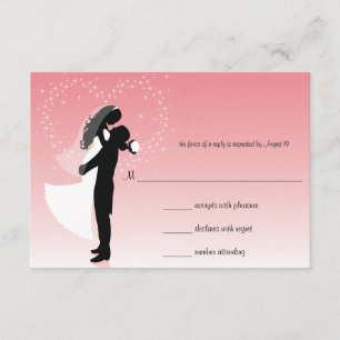 Tarjeta de respuesta de Boda de silueta rosa de co