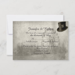 Tarjeta de respuesta de Boda de sombrero superior