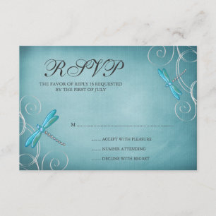 Tarjeta de respuesta de Boda de Swirls Blue Dragon