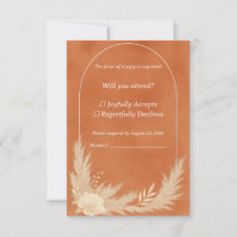 Tarjeta de respuesta de boda de terracota