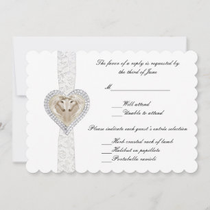 Tarjeta de respuesta de boda de unicornio y encaje