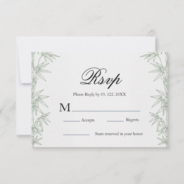 Tarjeta de respuesta de boda de vegetación de bamb (Anverso)