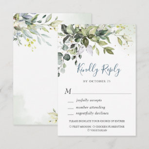 Tarjeta de respuesta de boda de vegetación de euca