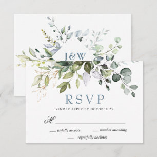 Tarjeta de respuesta de boda de vegetación de euca
