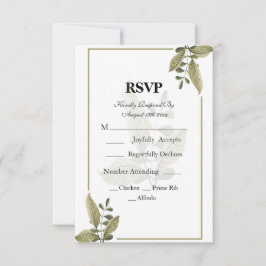 Tarjeta de respuesta de boda de vegetación minimal