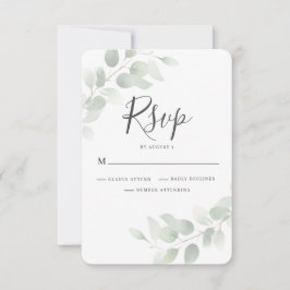 Tarjeta de respuesta de boda de verde elegante euc