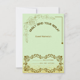 Tarjeta de respuesta de boda de verde floral
