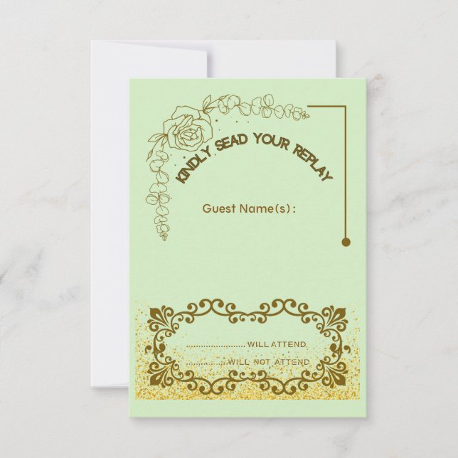 Tarjeta de respuesta de boda de verde floral (Anverso)