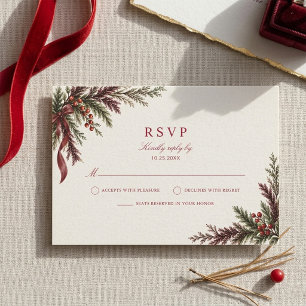 Tarjeta de respuesta de boda de verde y rojo de de