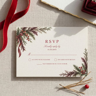 Tarjeta de respuesta de boda de verde y rojo de de