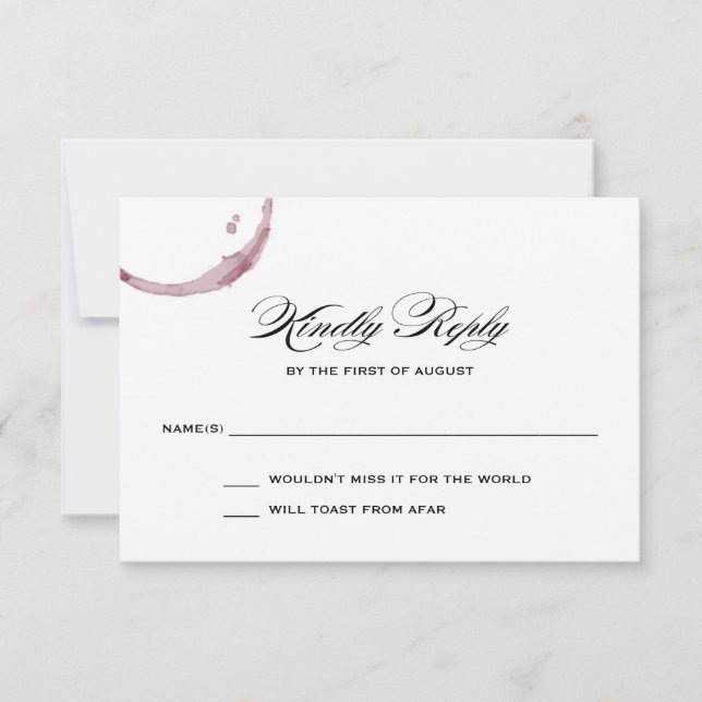 Tarjeta de respuesta de Boda de viñedos Wine Stain (Anverso)