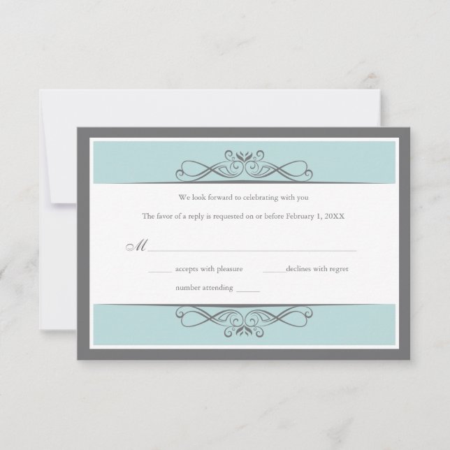 Tarjeta de respuesta de boda decorativa moderna (h (Anverso)