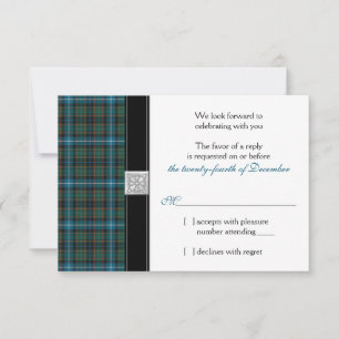 Tarjeta de respuesta de boda del antiguo tartán de