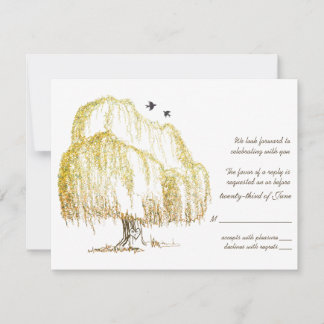 Tarjeta de respuesta de boda del árbol de sauce de