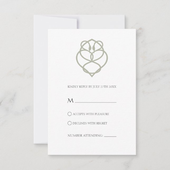 Tarjeta de respuesta de boda del nudo de amor del  (Anverso)