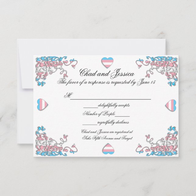 Tarjeta de respuesta de Boda del Orgullo Transgéne (Anverso)