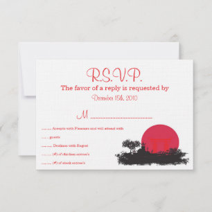Tarjeta de respuesta de boda del sol naciente japo