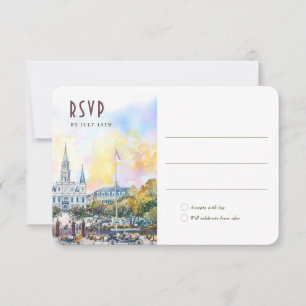 Tarjeta de respuesta de boda destino Nueva Orleans