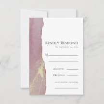 Tarjeta de respuesta de boda Dusty Pink Gold RSVP