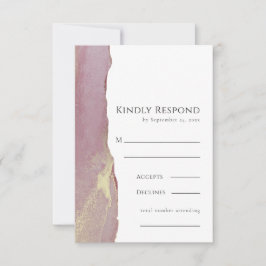 Tarjeta de respuesta de boda Dusty Pink Gold RSVP