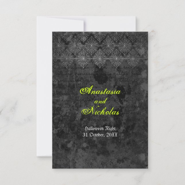Tarjeta de respuesta de Boda Eerie Halloween (Anverso)