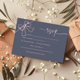 Tarjeta de respuesta de boda Elegant Blush Bow Sla