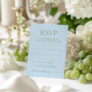 Tarjeta de respuesta de boda elegante azul y verde