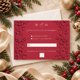 Tarjeta de respuesta de boda elegante barroca de a
