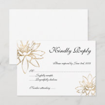 Tarjeta de respuesta de boda elegante blanca, negr