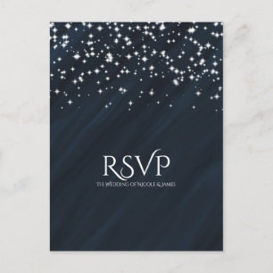 Tarjeta de respuesta de boda elegante Blue & Spark