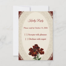 Tarjeta de respuesta de boda elegante Burgundy Roy
