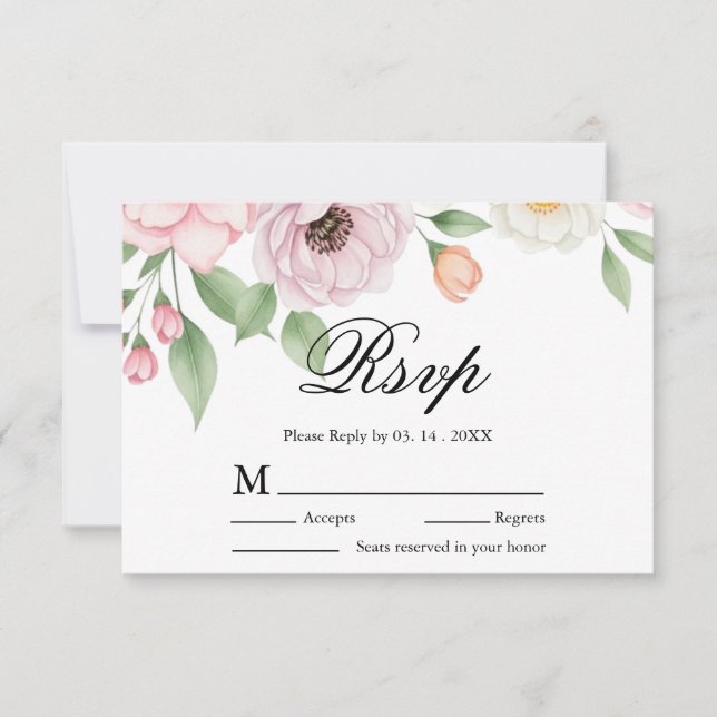 Tarjeta de respuesta de boda elegante Chic Script  (Anverso)