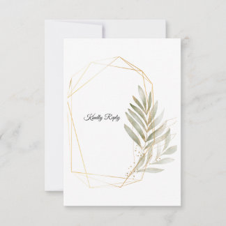 Tarjeta de respuesta de boda elegante con geometrí