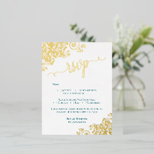 Tarjeta de respuesta de boda elegante con lámina d