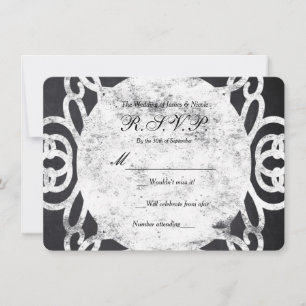Tarjeta de respuesta de boda elegante con marco vi