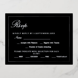 Tarjeta de respuesta de boda elegante con papel de