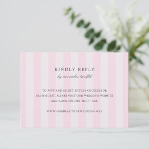 Tarjeta de respuesta de boda elegante con rayas ro