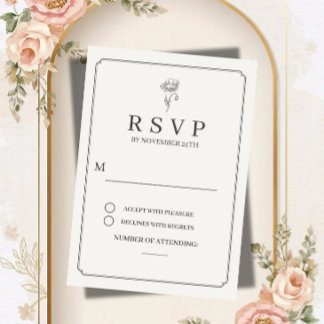 Tarjeta de respuesta de boda elegante de crema