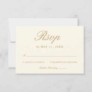 Tarjeta de respuesta de boda elegante de marfil vi